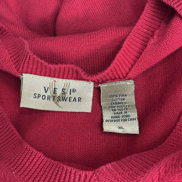 Rare Vtg 90s Cleveland Indians Sweater Vest Men XL Red Pima Cotton MLB Baseball - Picture 8 of 11